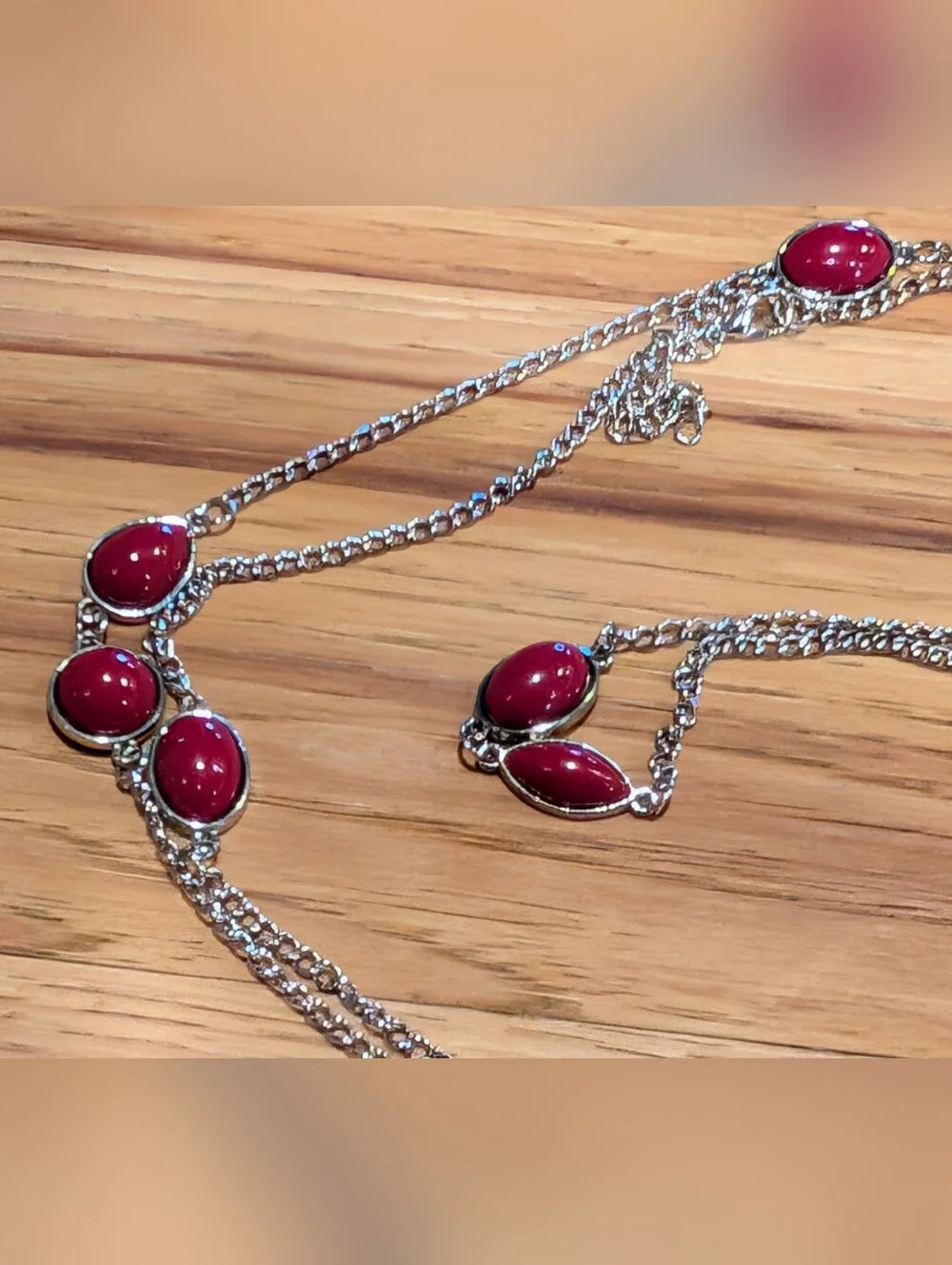 Paparazzi Red Cabochon Necklace Set